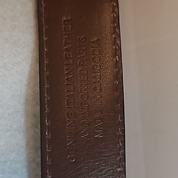 J Crew Moon Plaid Genuine Leather Belt sz 34 Brass hardware  Pre-owned - Picture 8 of 10